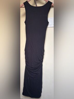 James Perse Standard Black Sleeveless Ruched Maxi Dress Size 2